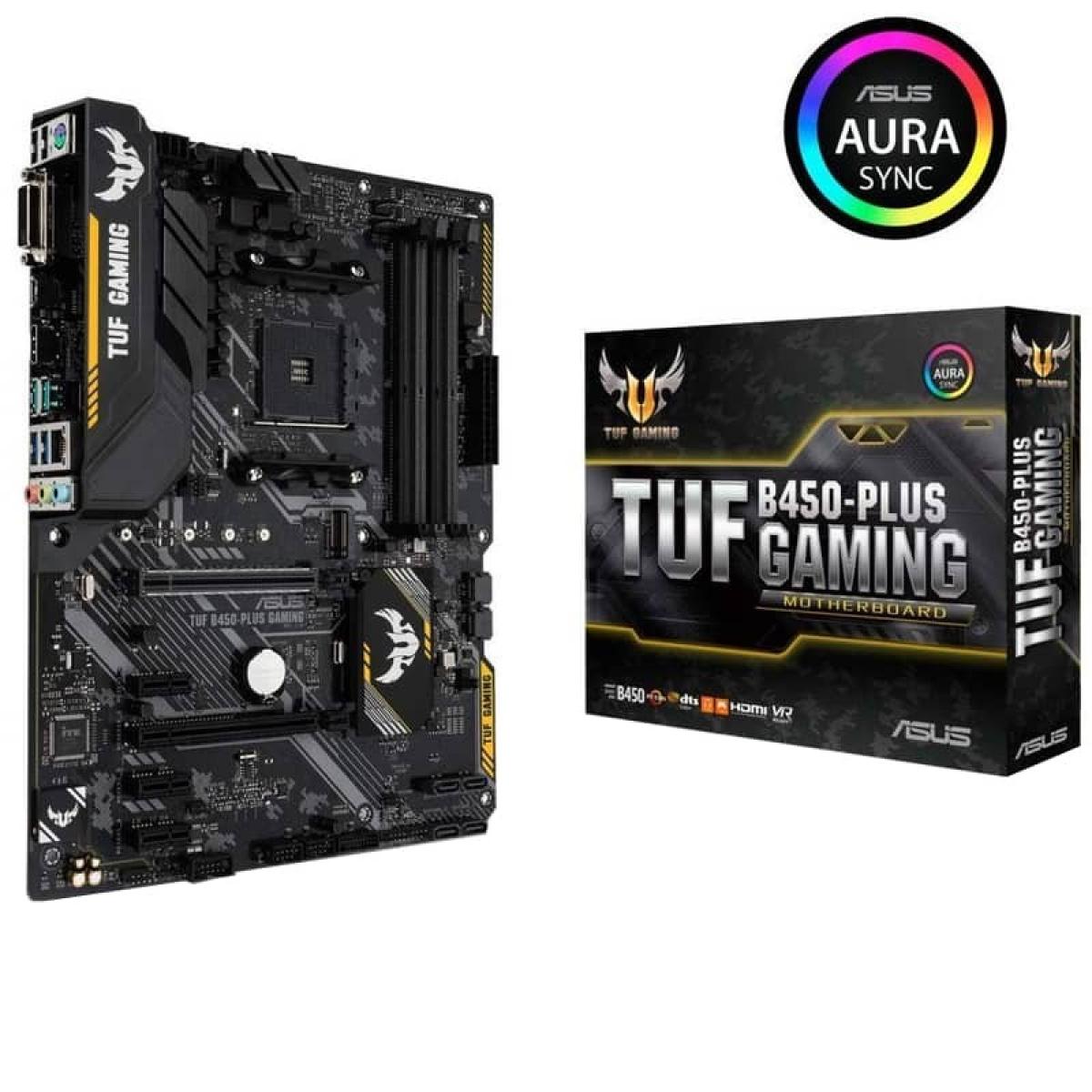 ASUS TUF GAMING B450-PLUS ATX Gaming Motherboard with Aura Sync RGB LED lighting
