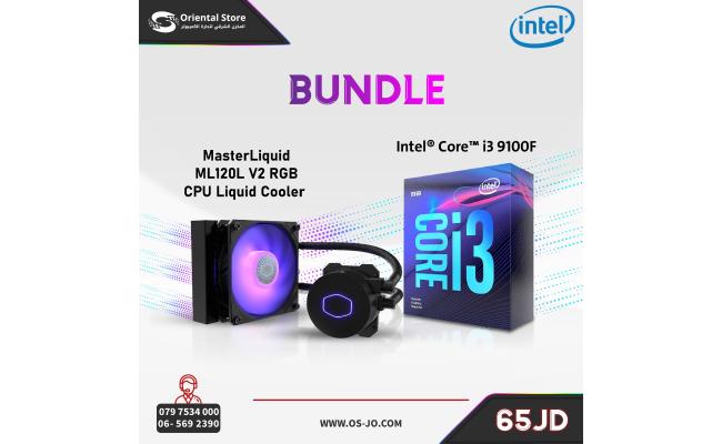 Intel Core i3-9100F Processor + Cooler Master MasterLiquid ML120L V2 RGB CPU Liquid Cooler