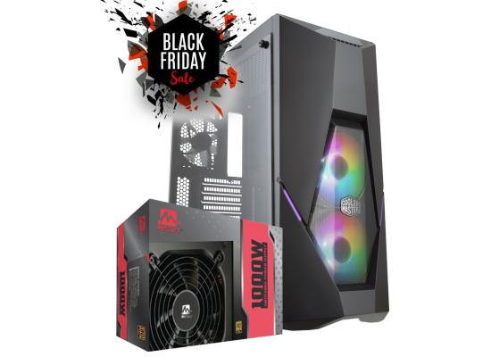 Cooler Master K500 ARGB Mid Tower Tempered Glass Gaming Case + Mercury M1000-GSM 1000W 80 Plus Gold PSU (Comes w/ CPU (4+4) x1)