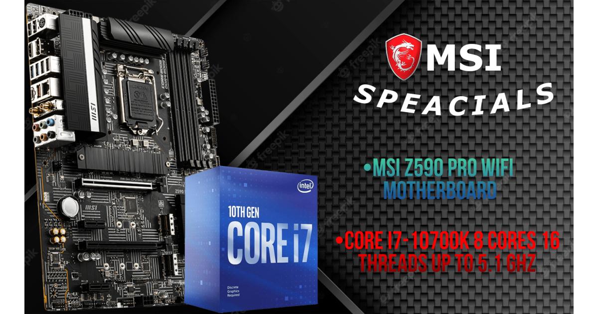 MSI Z590 PRO WIFI Motherboard Intel Core i7-10700k Processor