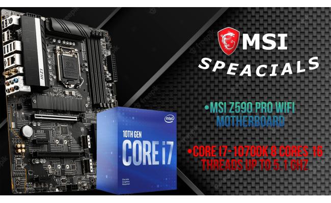 MSI Z590 PRO WIFI Motherboard + Intel Core i7-10700k Processor (Bundle)