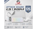 Attack Shark (Mouse Pad + L90 Wireless Gaming Headset +  V3PRO Wireless Gaming + X85 White Purple Gaming Keyboard)