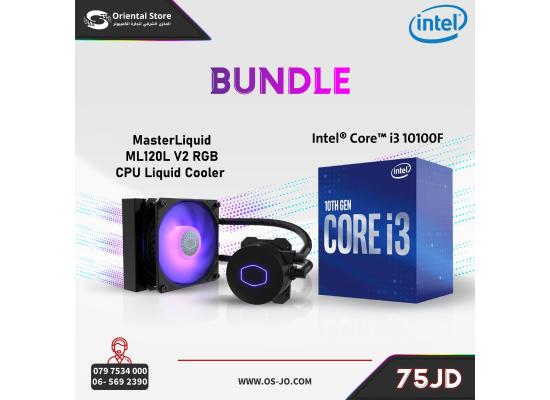 Intel Core i3-10100F Processor + Cooler Master MasterLiquid ML120L V2 RGB CPU Liquid Cooler