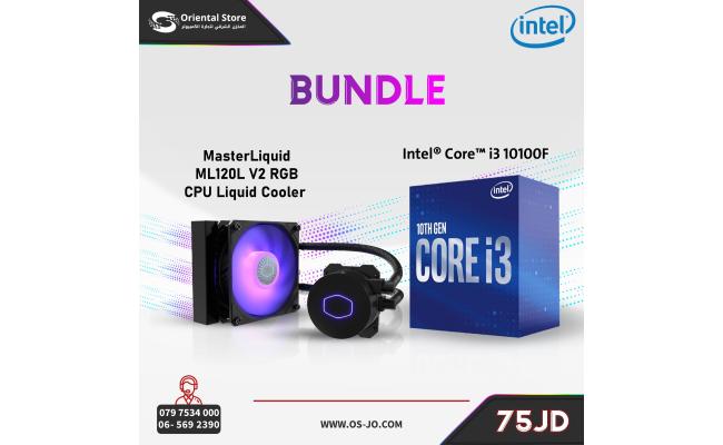 Intel Core i3-10100F Processor + Cooler Master MasterLiquid ML120L V2 RGB CPU Liquid Cooler