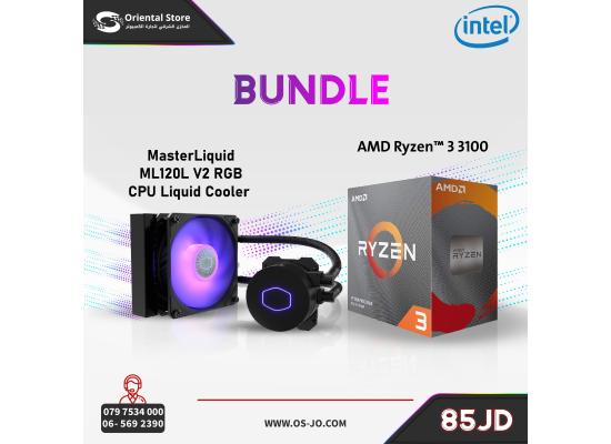 AMD Ryzen 3 3100 Processor + Cooler Master MasterLiquid ML120L V2 RGB CPU Liquid Cooler