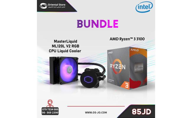 AMD Ryzen 3 3100 Processor + Cooler Master MasterLiquid ML120L V2 RGB CPU Liquid Cooler