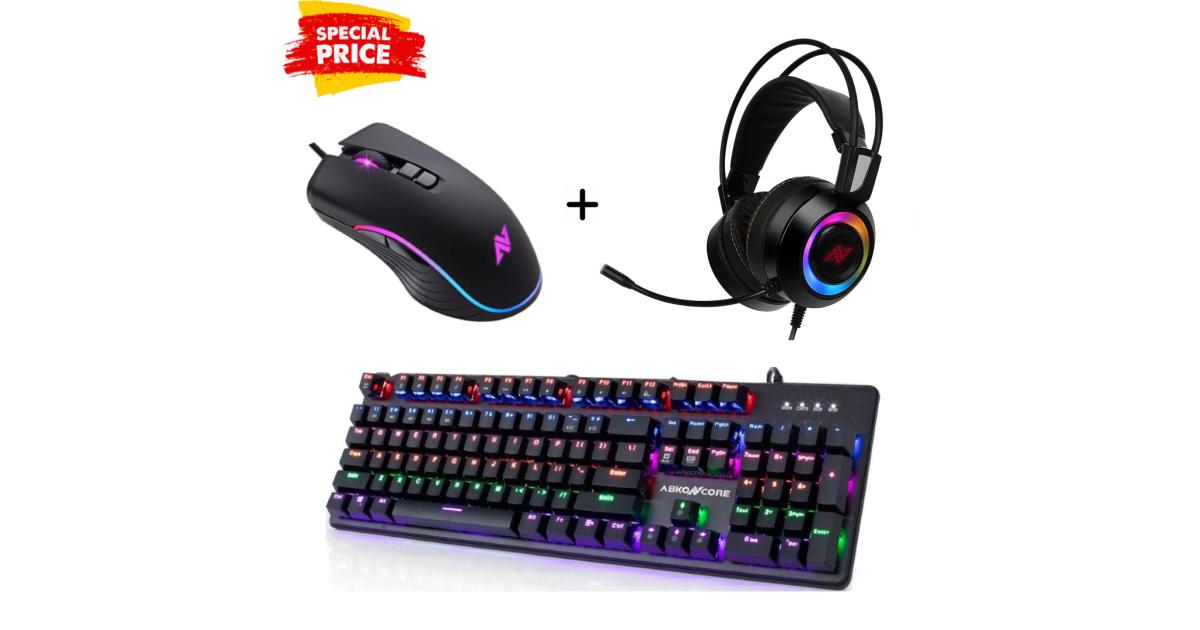 ABKONCORE AM8 RGB 3200DPI + ABKONCORE K595 RAINBOW RGB KEYBOARD ...