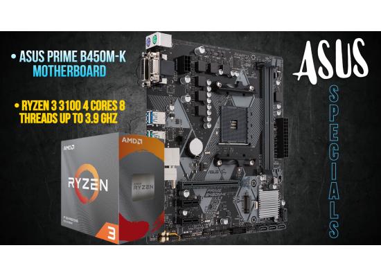 ASUS PRIME B450M-K Motherboard + AMD Ryzen 3 3100 Processor (Bundle)