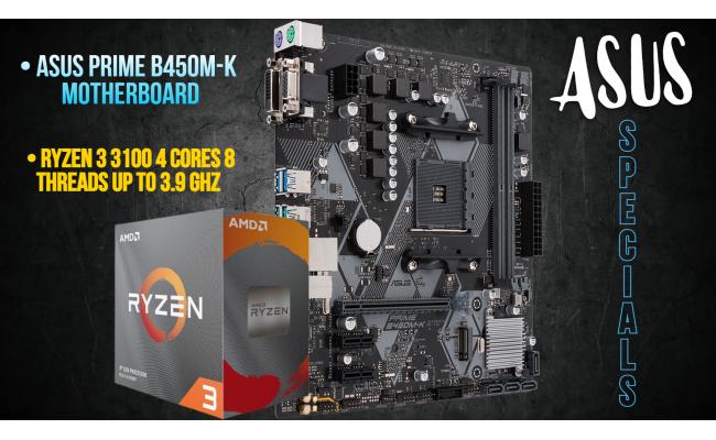 ASUS PRIME B450M-K Motherboard + AMD Ryzen 3 3100 Processor (Bundle)