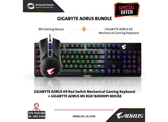 GIGABYTE AORUS K9 Red Switch Optical Mechanical Gaming Keyboard + GIGABYTE AORUS M5 RGB 16000DPI MOUSE