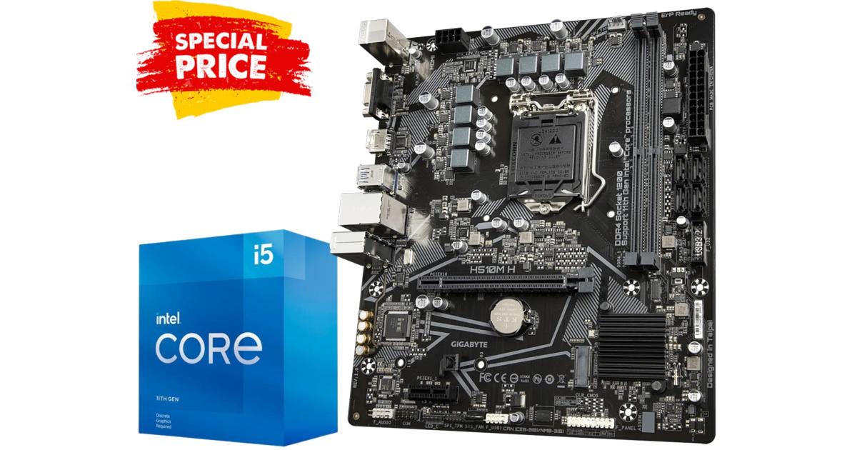 GIGABYTE H510M H mATX MOTHERBOARD + INTEL CORE I511400F PROCESSOR