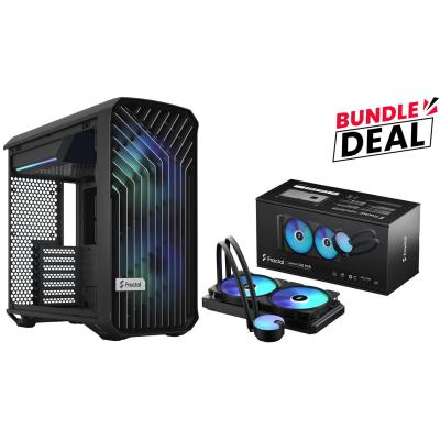 Fractal Design Torrent Compact (Black RGB TG Light Tint) Mid-Tower Tempered Glass RGB Gaming Case + Fractal Design Lumen S24 RGB V2 240mm Liaquid Cooler (Bundle)