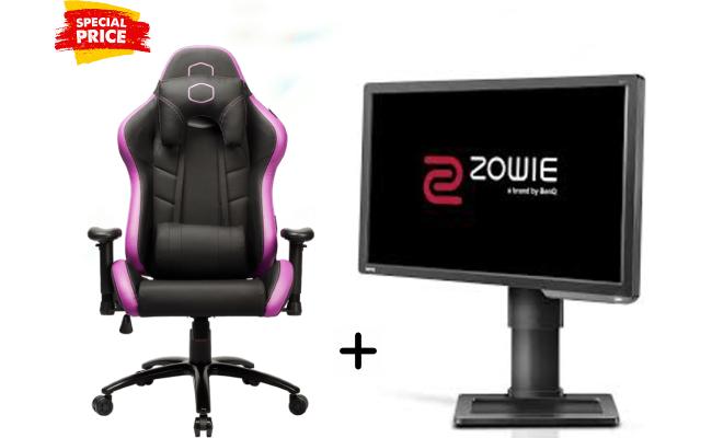 BenQ ZOWIE XL2411P FHD 144Hz 1Ms 24 inch Esports Gaming Monitor + Cooler Master Caliber R2 Purple Gaming Chair