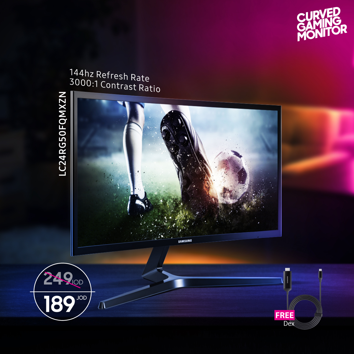 Samsung C24RG50 24" 144Hz 4Ms Curved FHD Gaming Monitor C24RG50 24