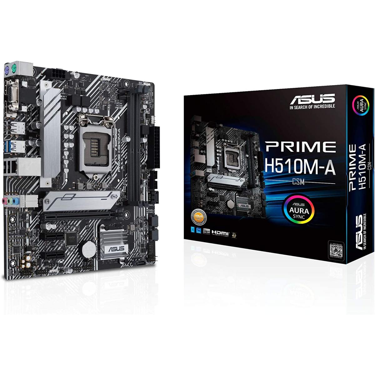 ASUS PRIME H510M-A (LGA 1200) with PCIe 4.0 M.2 HDMI USB 3.2 SATA 6 Gbps - Micro ATX Motherboard