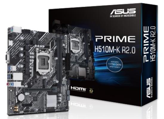 ASUS PRIME H510M-K R2.0, Intel 10th 11th Series, LGA 1200/DDR4/PCIe 4.0/1xM.2 - mATX MotherBoard