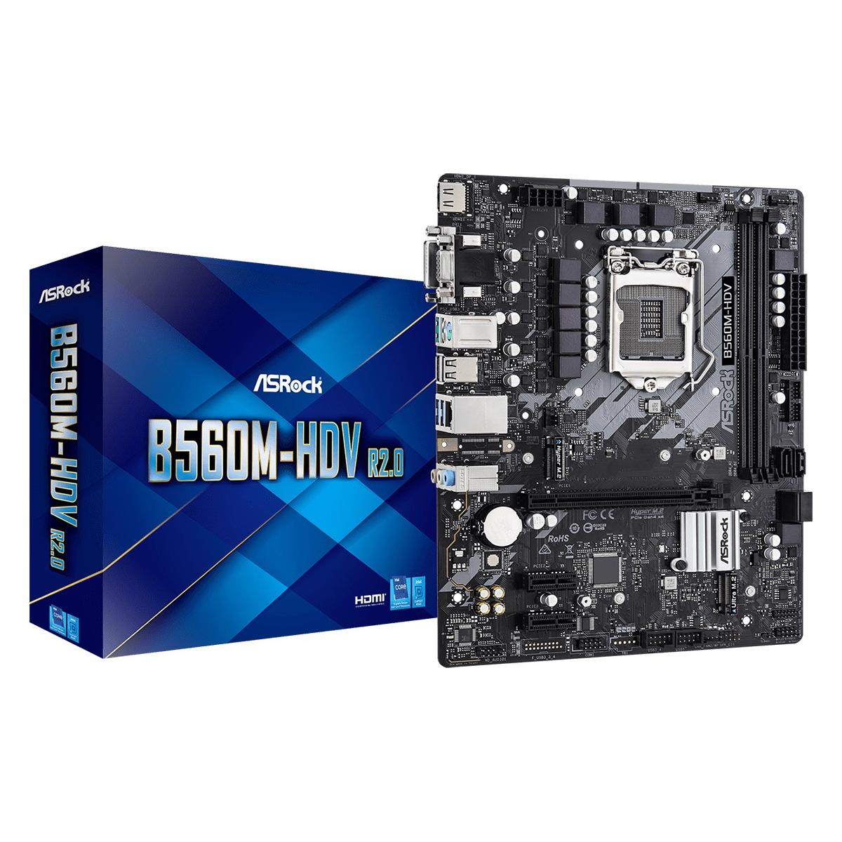 ASROCK B560M HDV R2.0 LGA1200,mATX Motherboard,M.2,PCIe 4.0,USB 3.2 Gen1,Gigabit LAN