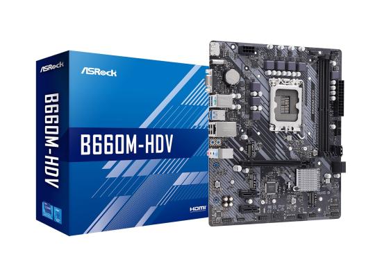 ASROCK B660M-HDV LGA 1700, Intel 12th, DDR4 mATX Motherboard ,M.2, PCIe 4.0, USB 3.2 Gen1 Type-C, Gigabit LAN