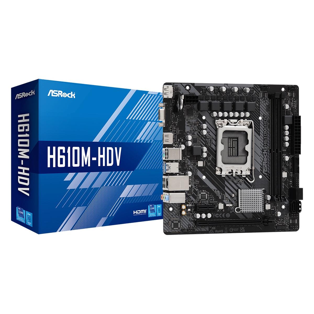 ASROCK H610M-HDV DDR4 LGA 1700, Intel 12th,PCIe 4.0 ,USB 3.2 Gen1,Gigabit LAN-mATX Motherboard