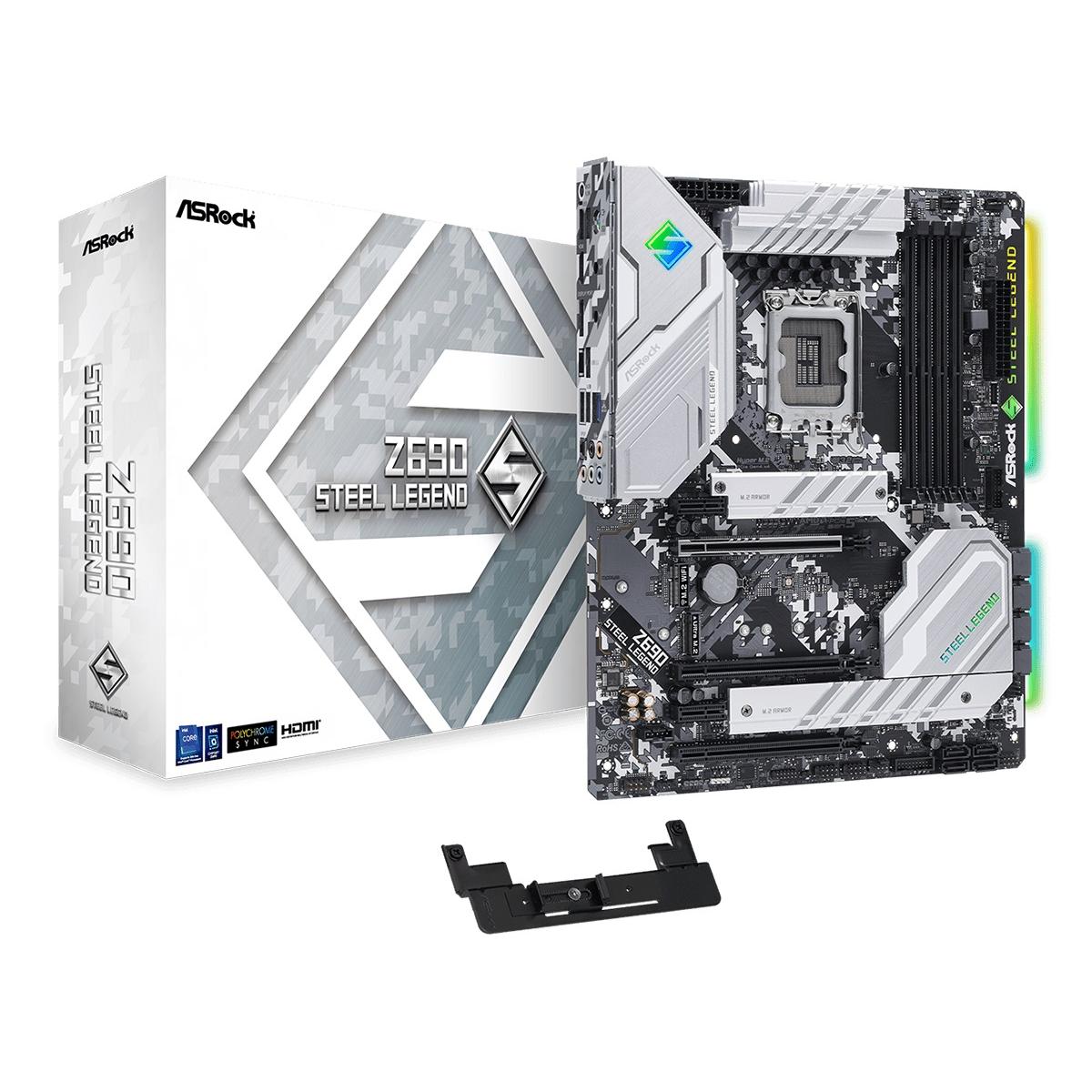 ASROCK Z690 STEEL LEGEND LGA 1700, Intel 12th, DDR4 ATX Motherboard ,M.2, PCIe 5.0, USB 3.2 Gen2X2 Type-C, 2.5GbE LAN