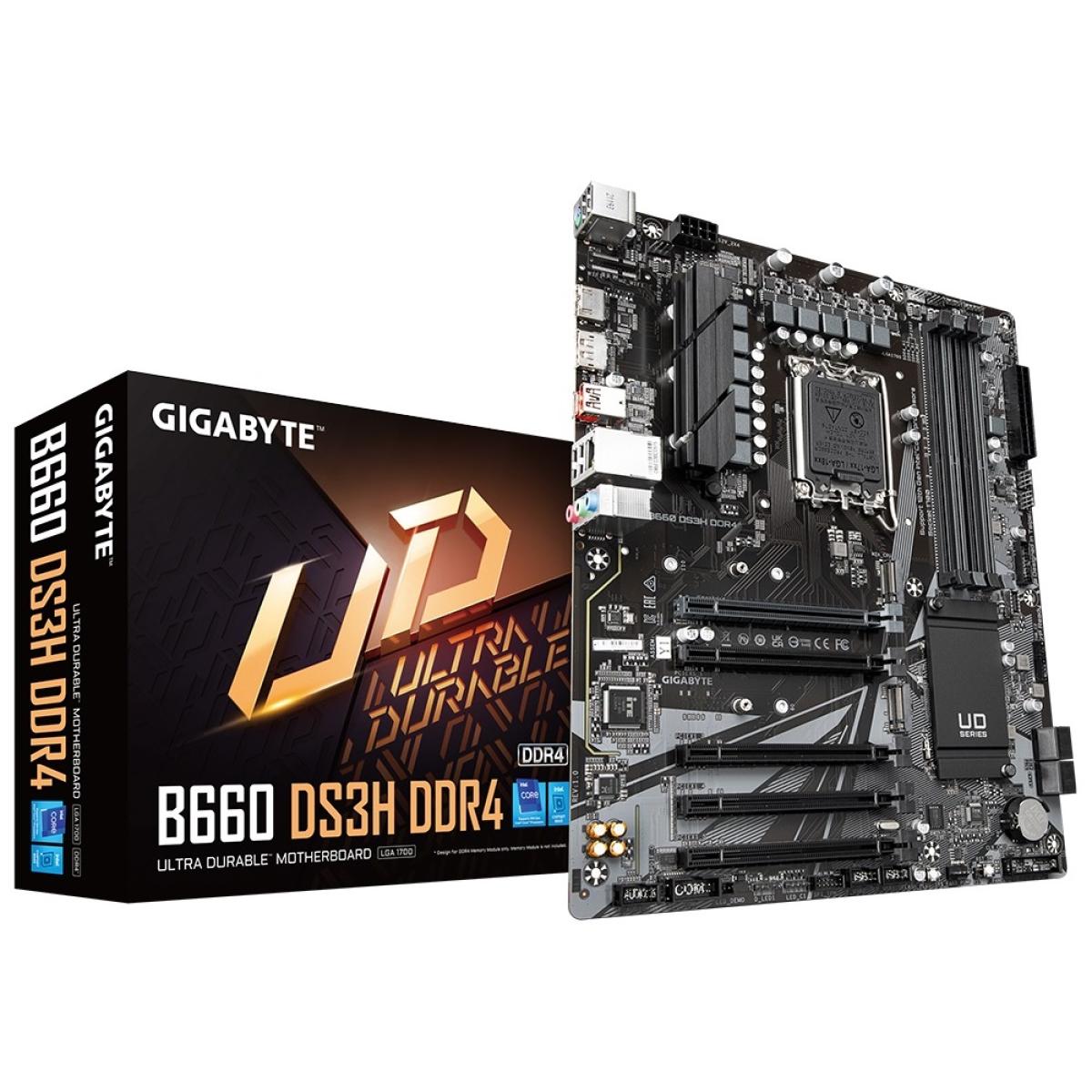 GIGABYTE B660 DS3H, Intel 12th 13th Series, LGA 1700/DDR4/PCIe 4.0/M.2/USB 3.2 Gen 2×2 TYPE-C - ATX MotherBoard