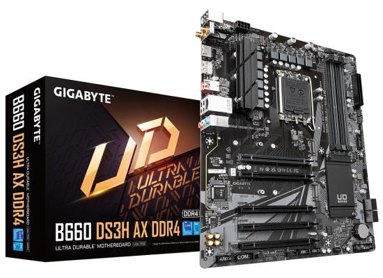 GIGABYTE B660 DS3H AX LGA 1700, Intel 12th, DDR4 ATX Motherboard ,M.2, PCIe 4.0, USB 3.2 Gen2 Type-C, WIFI 6