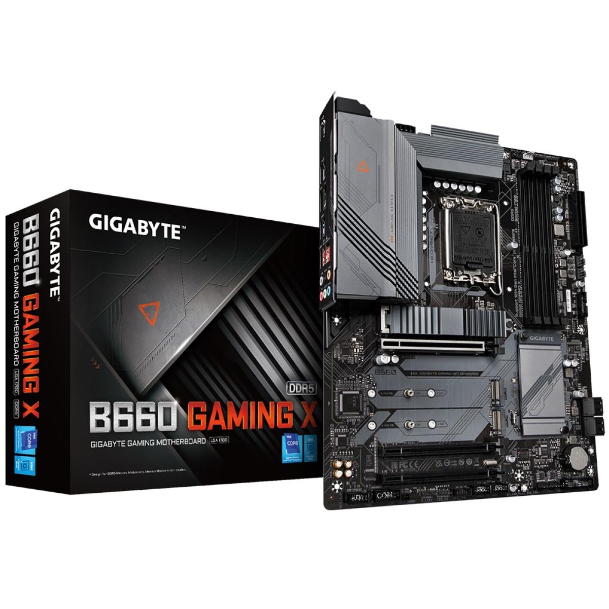 GIGABYTE B660 GAMING X LGA 1700, Intel 12th, DDR5 ATX Motherboard ,Triple M.2, PCIe 4.0, USB 3.2 Gen2 Type-C, 2.5GbE LAN