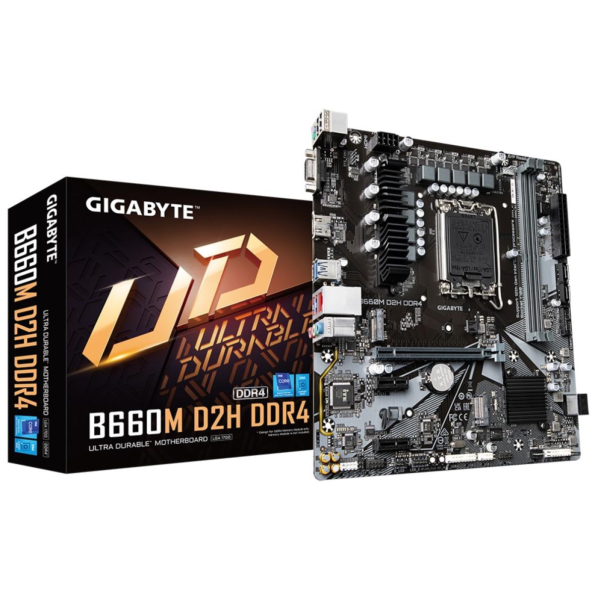 GIGABYTE B660M D2H DDR4 LGA 1700, Intel 12th,mATX Motherboard ,M.2, PCIe 4.0, USB 3.2 Gen1, 2.5GbE LAN