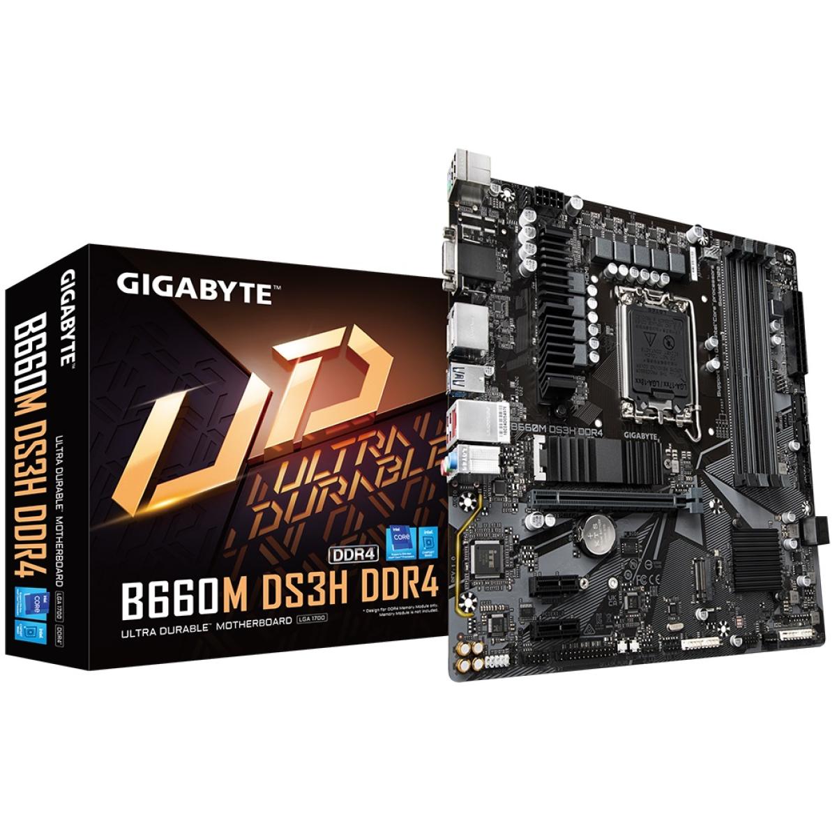 GIGABYTE B660M DS3H LGA 1700, Intel 12th, DDR4 mATX Motherboard ,M.2, PCIe 4.0, USB 3.2 Gen2 Type-C,2.5GbE LAN