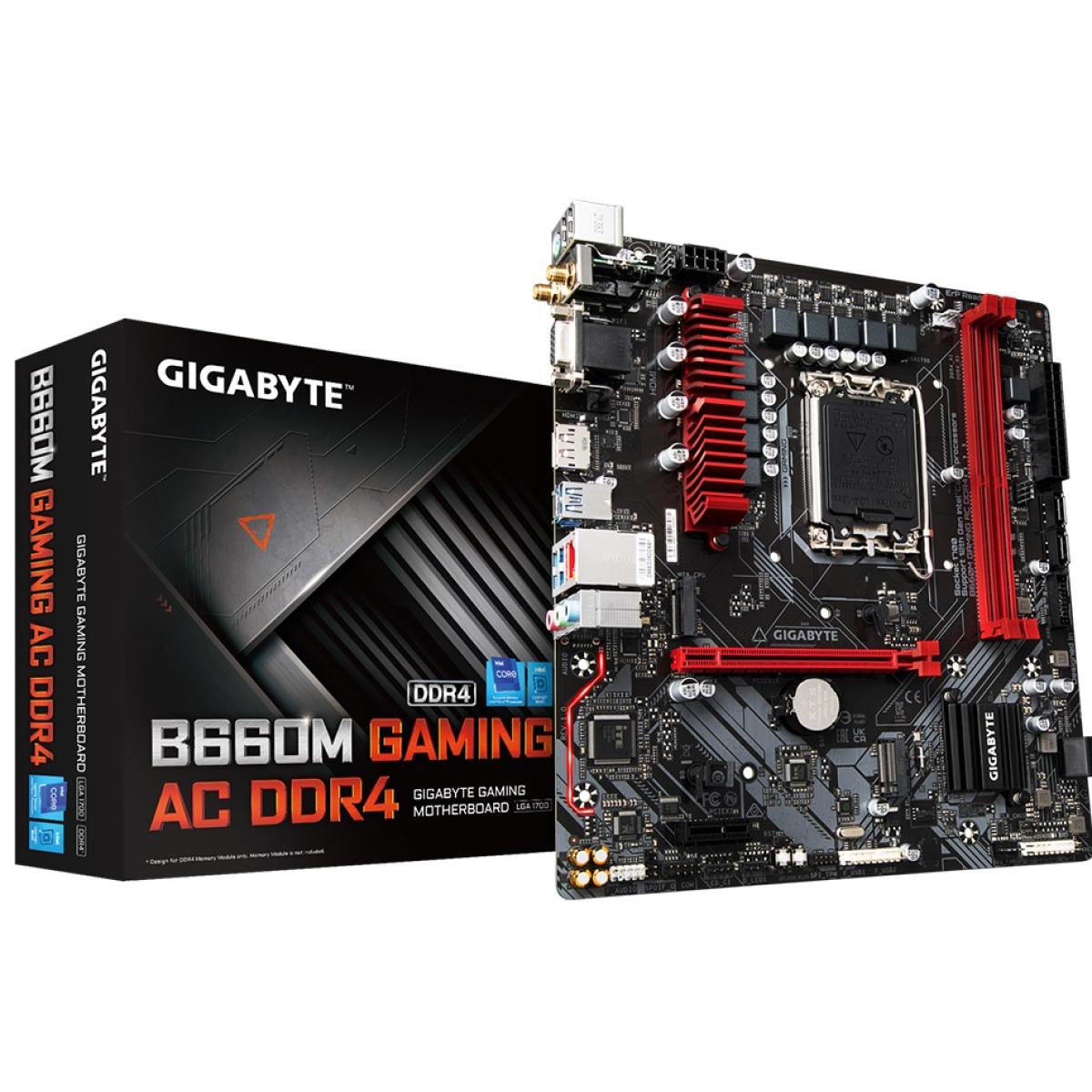 GIGABYTE B660M GAMING AC Wifi DDR4 LGA 1700, Intel 12th, DDR4 mATX Motherboard ,M.2, PCIe 4.0,USB Type-C