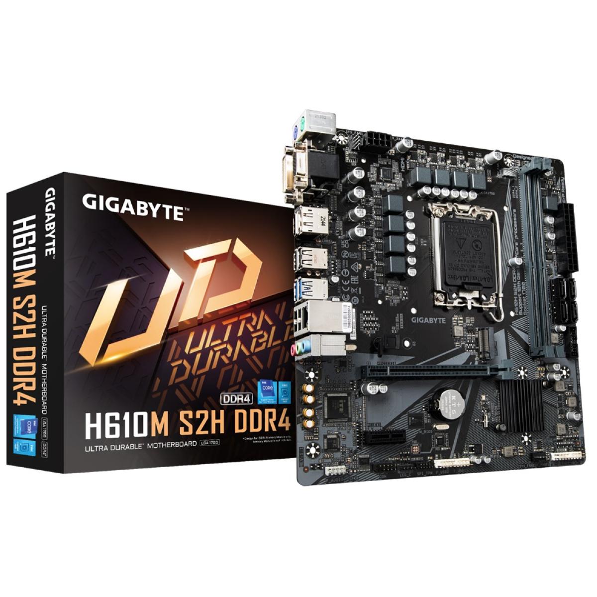 GIGABYTE H610M S2H DDR4 LGA 1700, Intel 12th M.2, PCIe 4.0 ,USB 3.2 Gen1-mATX Motherboard