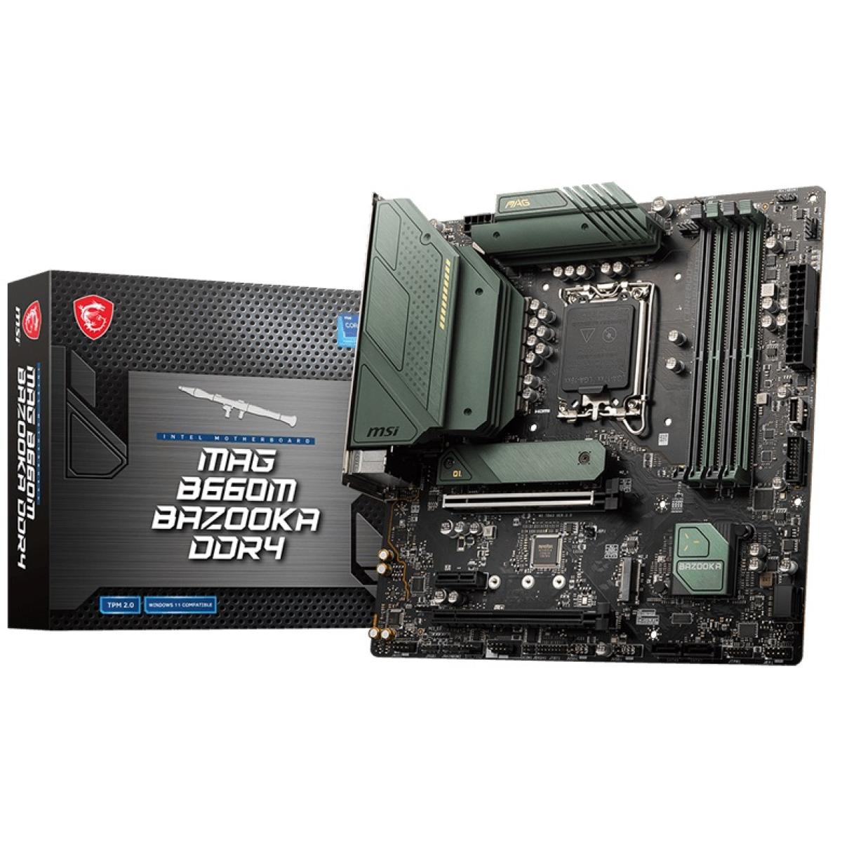 MSI MAG B660M BAZOOKA LGA 1700, Intel 12th, DDR4 mATX Motherboard ,M.2, PCIe 4.0, USB 3.2 Gen2
