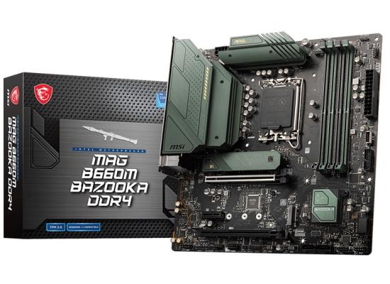 MSI MAG B660M BAZOOKA LGA 1700, Intel 12th, DDR4 mATX Motherboard ,M.2, PCIe 4.0, USB 3.2 Gen2