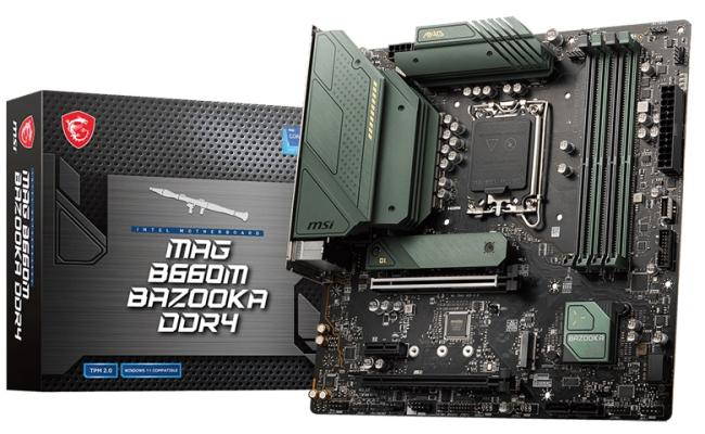 MSI MAG B660M BAZOOKA LGA 1700, Intel 12th, DDR4 mATX Motherboard ,M.2, PCIe 4.0, USB 3.2 Gen2