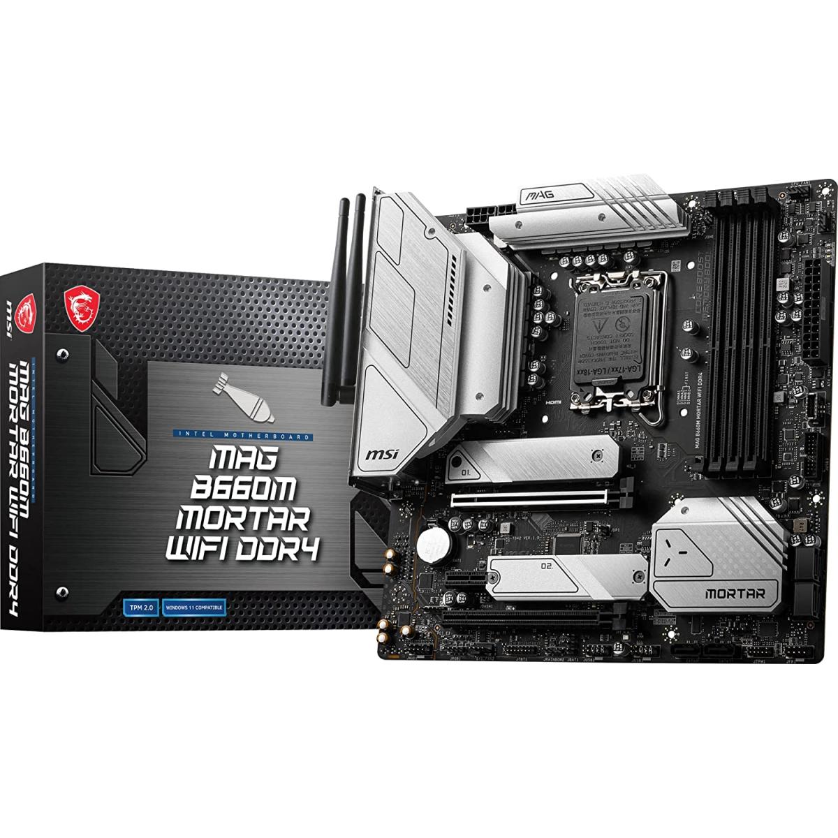 MSI MAG B660M MORTAR WIFI 6 LGA 1700, Intel 12th, DDR4 mATX Motherboard ,M.2, PCIe 4.0, USB 3.2 Gen2x2 Type-C