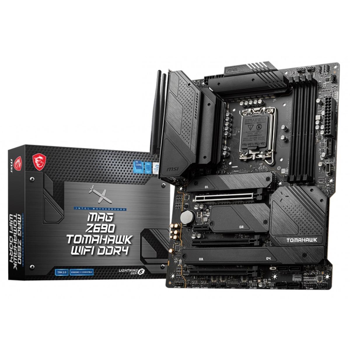 MSI MAG Z690 TOMAHAWK WIFI 6,LGA 1700, Intel 12th, DDR4 ATX Motherboard ,Quad M.2, PCIe 5.0, USB 3.2 Gen2X2 Type-C