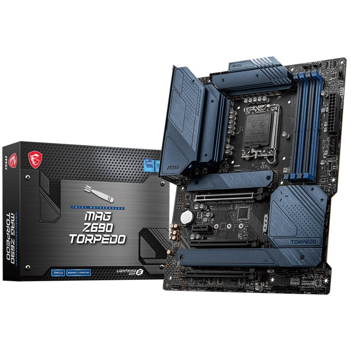 MSI MAG Z690 TORPEDO LGA 1700 Intel 12th DDR5 ATX Motherboard Quad M.2, PCIe 5.0,USB 3.2 Gen2X2 Type-C