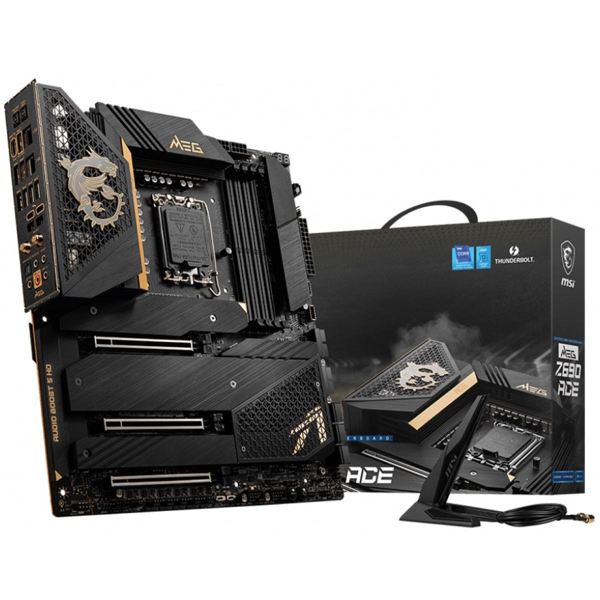 MSI MEG Z690 ACE WiFi 6E LGA 1700, Intel 12th, DDR5 E-ATX Motherboard ,5 M.2, PCIe 5.0, 2X 2.5Gbps LAN ,Dual Thunderbolt 4