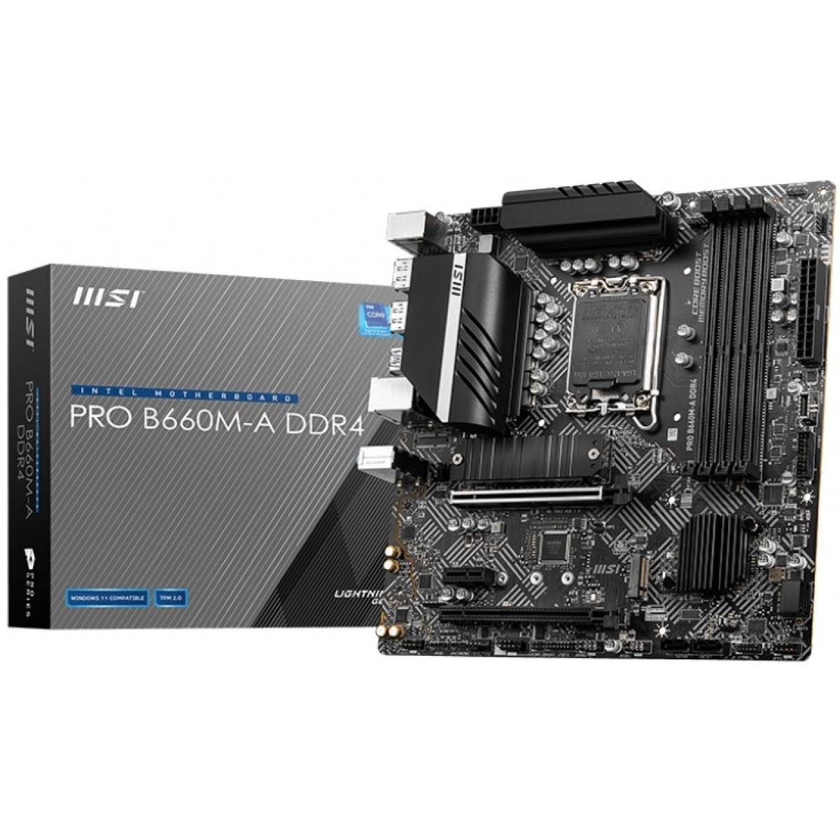 MSI PRO B660M-A LGA 1700, Intel 12th, DDR4 mATX Motherboard ,M.2, PCIe 4.0, USB 3.2 Gen2