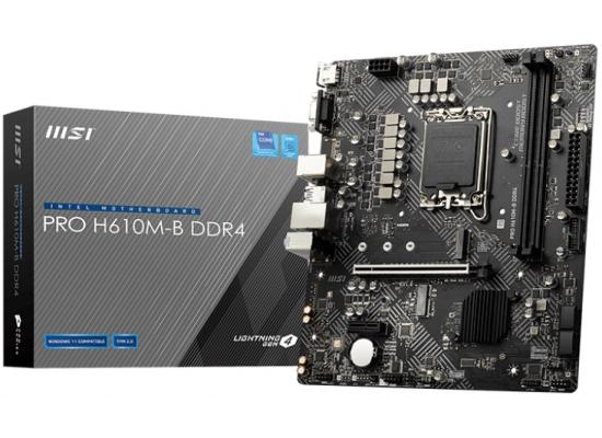 MSI PRO H610M-B DDR4 LGA 1700 Intel 12th PCIe 4.0 USB 3.2 Gen1 M.2 mATX Motherboard