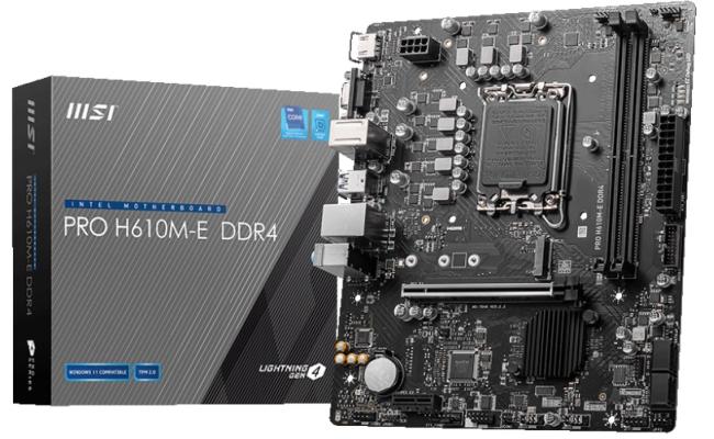 MSI PRO H610M-E DDR4 LGA 1700 Intel 12th PCIe 4.0 USB 3.2 Gen1 M.2 mATX Motherboard