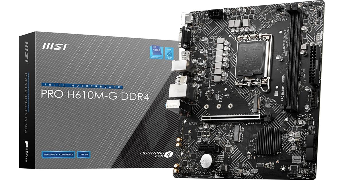 MSI PRO H610MG DDR4 LGA 1700 Intel 12th PCIe 4.0 USB 3.2 Gen1 M.2 mATX Motherboard MSI PRO