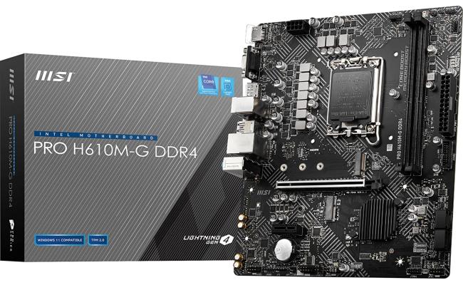 MSI PRO H610M-G DDR4 LGA 1700 Intel 12th PCIe 4.0 USB 3.2 Gen1 M.2 mATX Motherboard