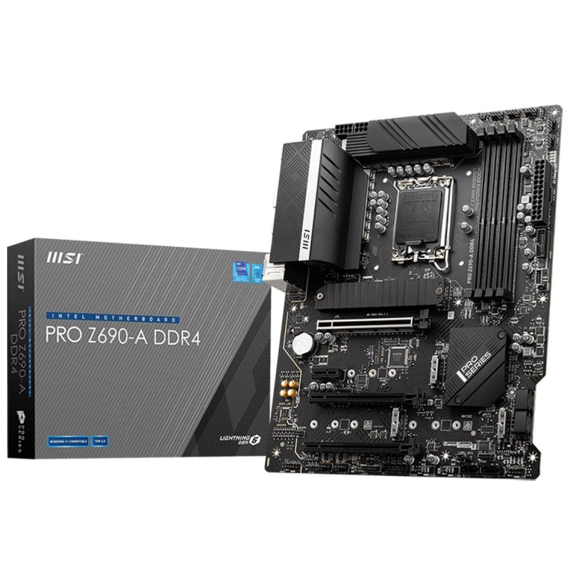 MSI PRO Z690-A DDR4 LGA 1700, Intel 12th ATX Motherboard ,Quad M.2, PCIe 5.0, USB 3.2 Gen2X2 Type-C