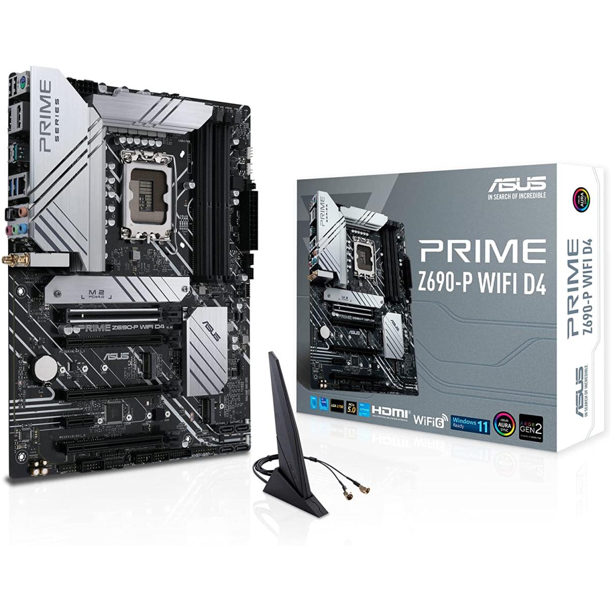 ASUS PRIME Z690-P WIFI D4 LGA 1700, Intel 12th, DDR4 ATX Motherboard ,Triple M.2, PCIe 5.0, USB 3.2 Gen2X2 Type-C, WiFi 6, 2.5GbE LAN