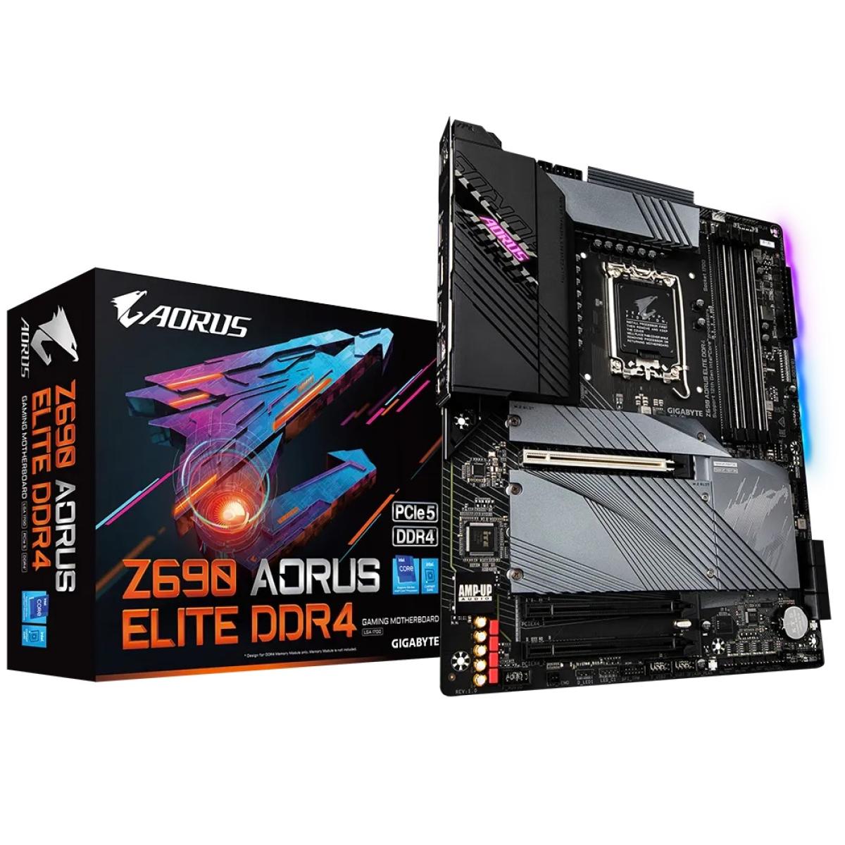 GIGABYTE Z690 AORUS Elite DDR4 LGA 1700, Intel 12th ATX Motherboard ,Quad M.2, PCIe 5.0, USB 3.2 Gen2X2 Type-C 2.5GbE LAN