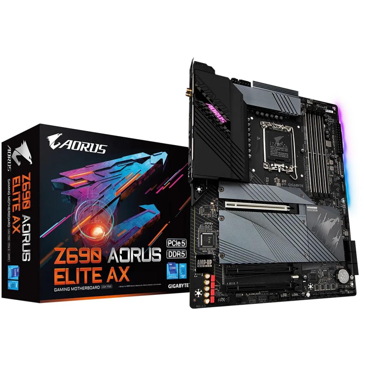 GIGABYTE Z690 AORUS ELITE AX DDR5 LGA 1700, Intel 12th ATX Motherboard ,M.2, PCIe 5.0, USB 3.2 Gen2X2 Type-C 2.5GbE LAN