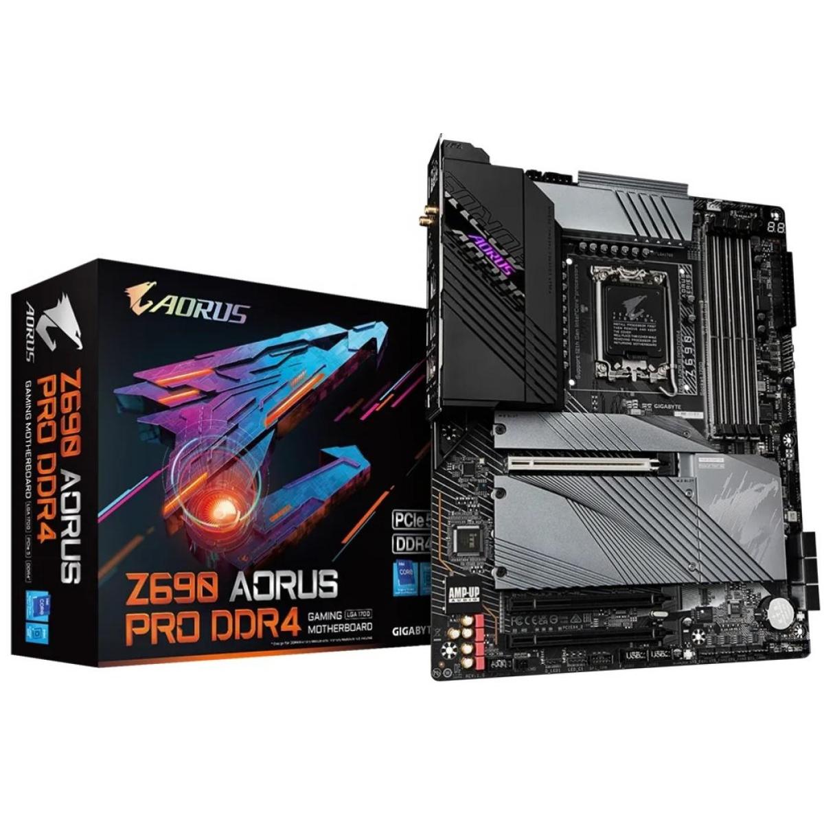 GIGABYTE Z690 AORUS PRO LGA 1700, Intel 12th, DDR4 ATX Motherboard ,Quad M.2, PCIe 5.0, USB 3.2 Gen2X2 Type-C, WiFi 6, 2.5GbE LAN