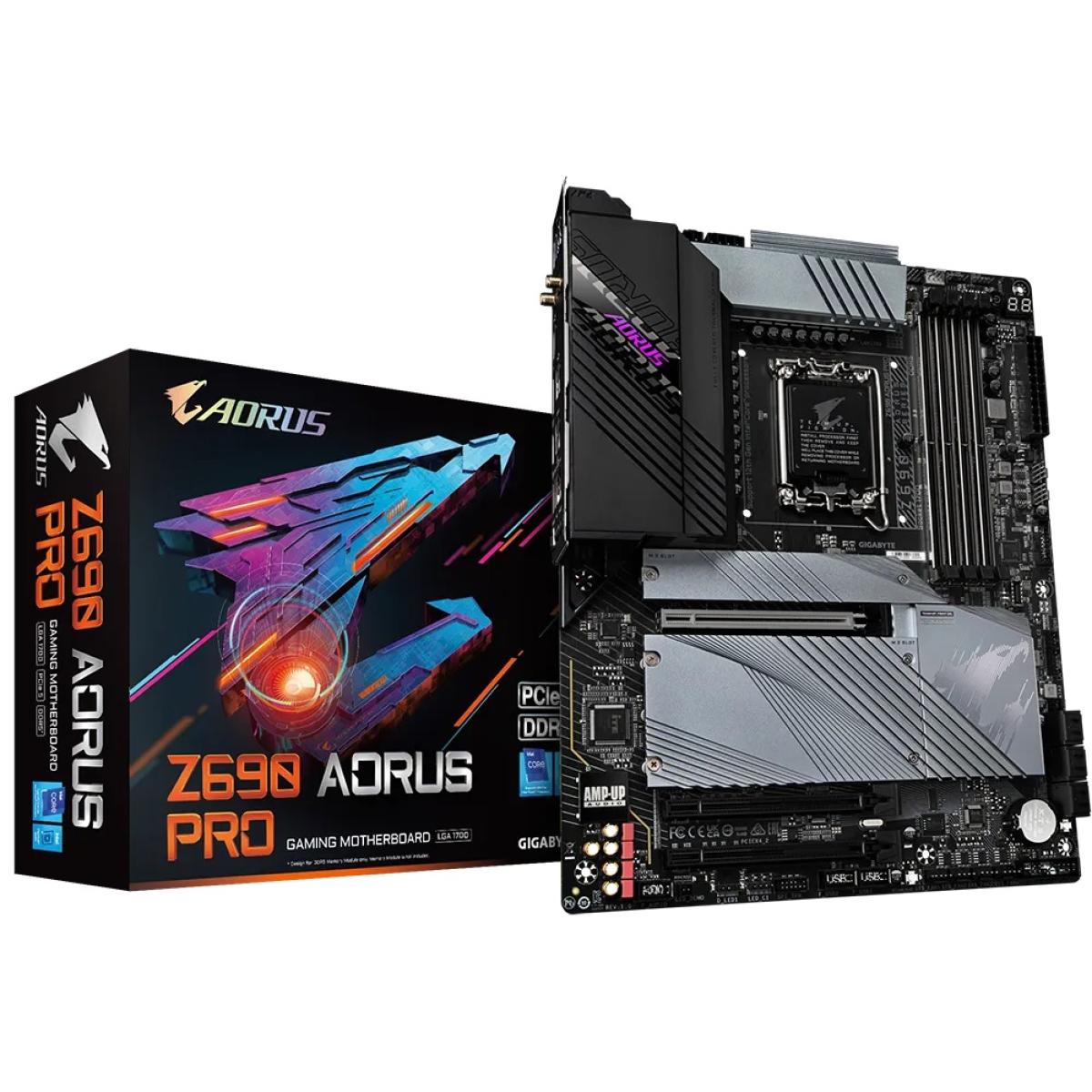 GIGABYTE Z690 AORUS PRO LGA 1700, Intel 12th, DDR5 ATX Motherboard ,Quad M.2, PCIe 5.0, USB 3.2 Gen2X2 Type-C, WiFi 6, 2.5GbE LAN