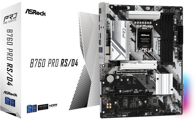 ASRock B760 Pro RS/D4, Intel 13th 12th Series, LGA 1700/DDR4/PCIe 4.0/3xM.2 - ATX Gaming MotherBoard